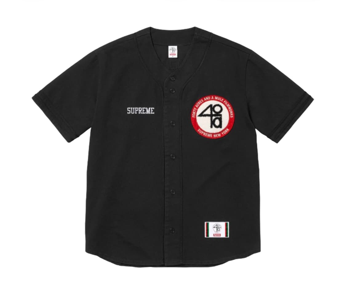 슈프림 x 40 에이커스 트윌 베이스볼 저지 블랙 - 25SS 상품이미지1