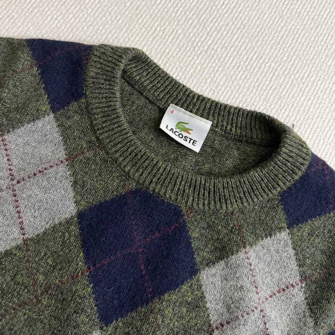 라코스테 카키 그린 아가일 니트 상품이미지3