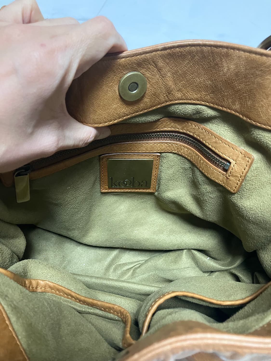 Y2K Kooba 시에나 카멜 브라운 가죽 토트백 숄더백 상품이미지4