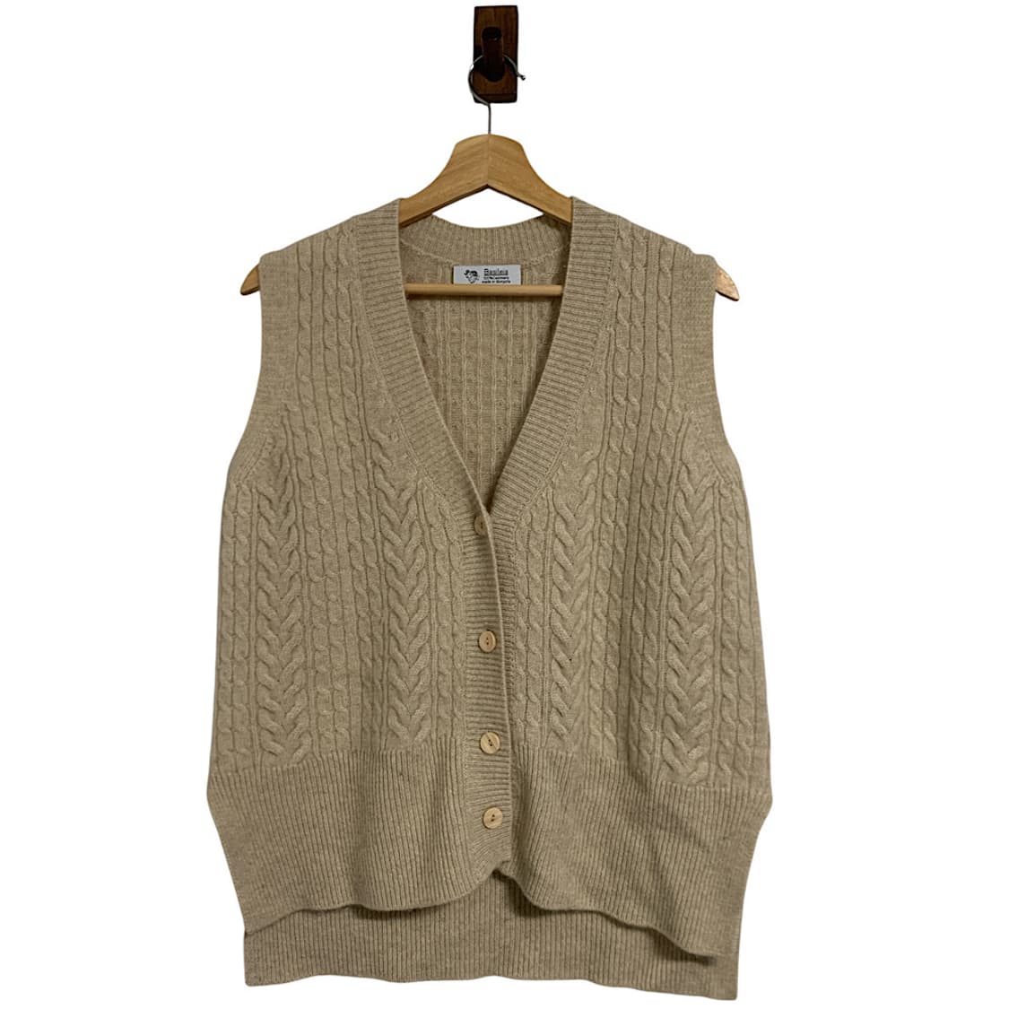 Basileia 바실레이아 100% 캐시미어 케이블 니트 베스트 상품이미지1