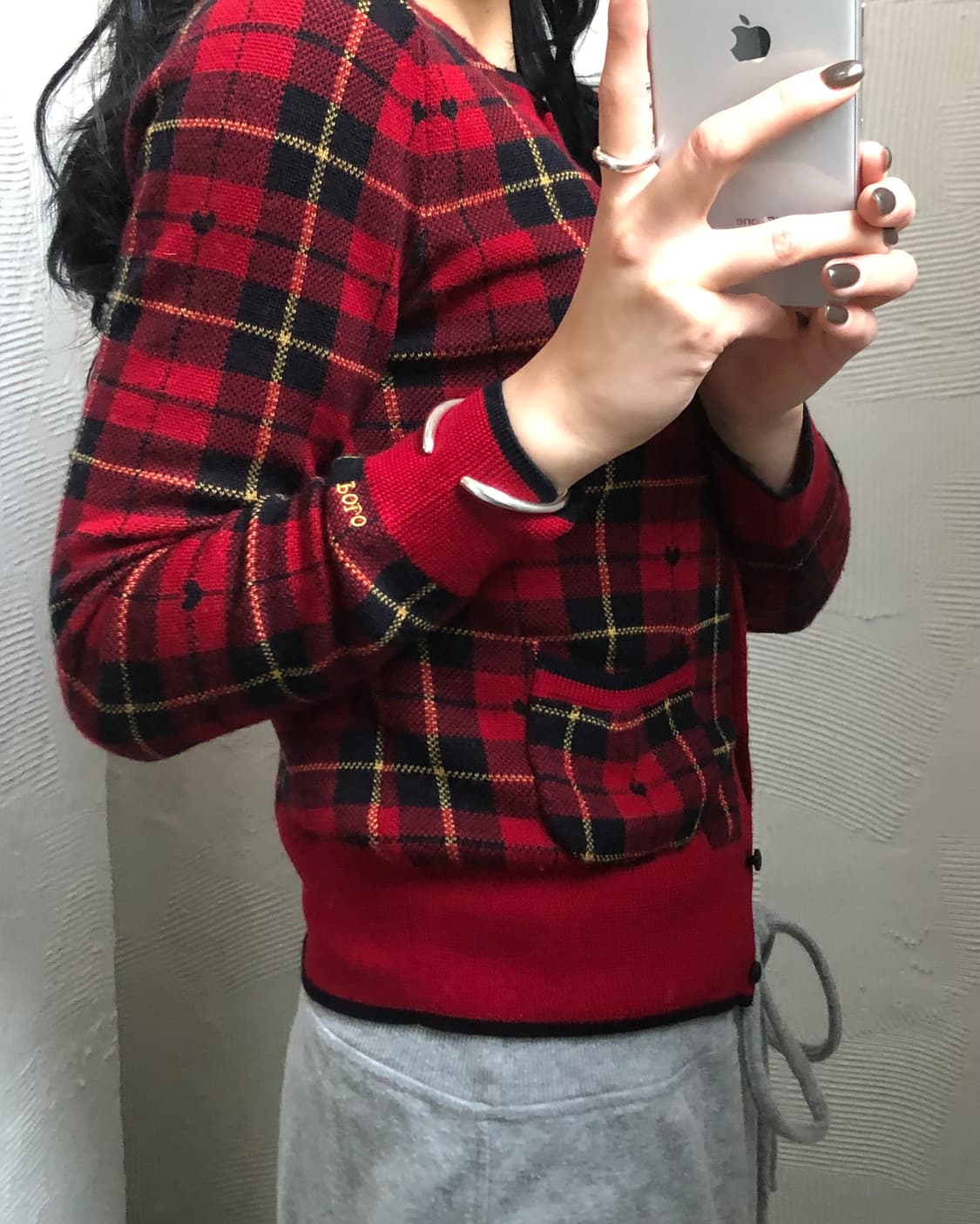 Polo 폴로 랄프로렌 신형 레드컬러 블랙와치 하트로고 걸즈 가디건 상품이미지2