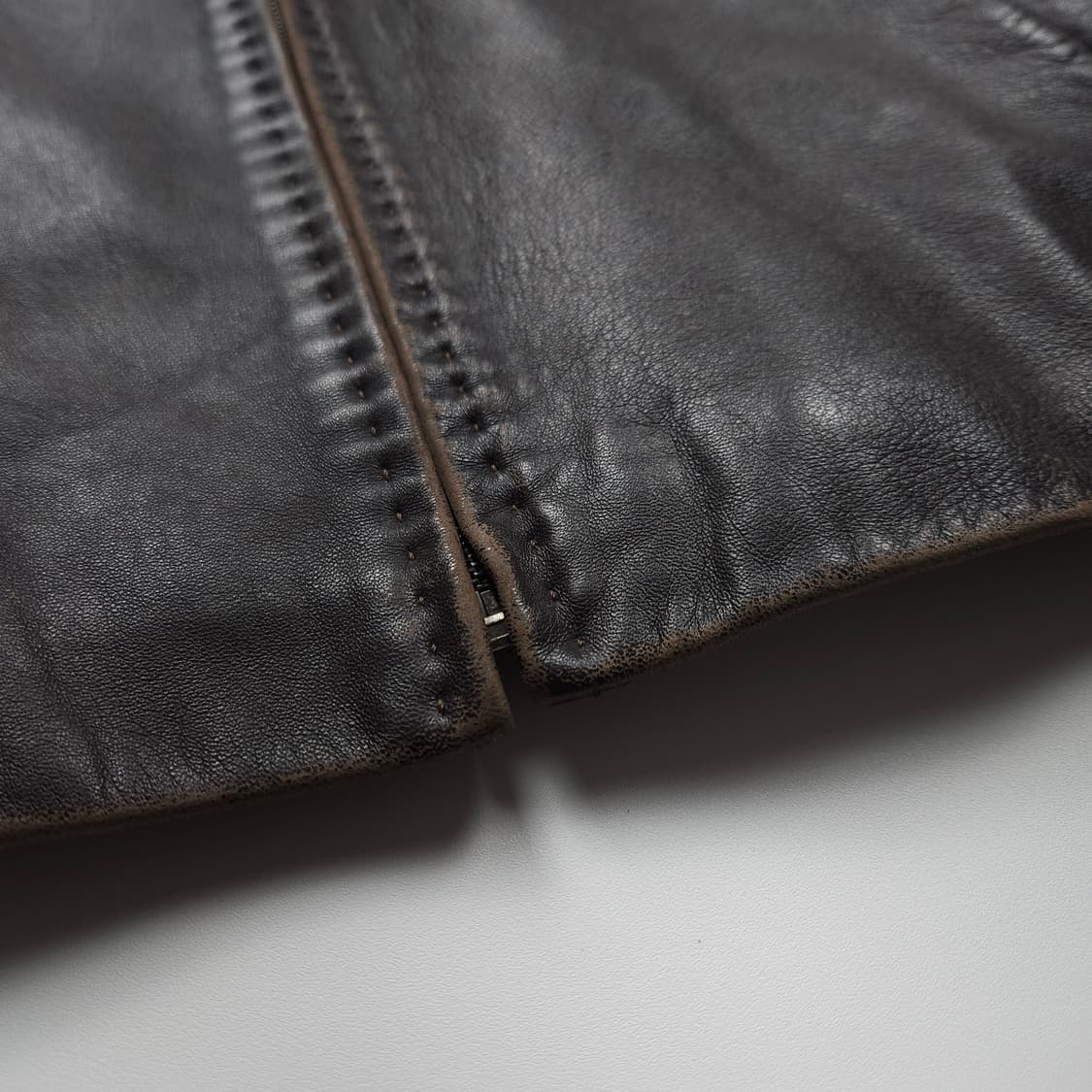 빈티지 양가죽 브라운 레더 트러커 자켓 (L) 상품이미지4