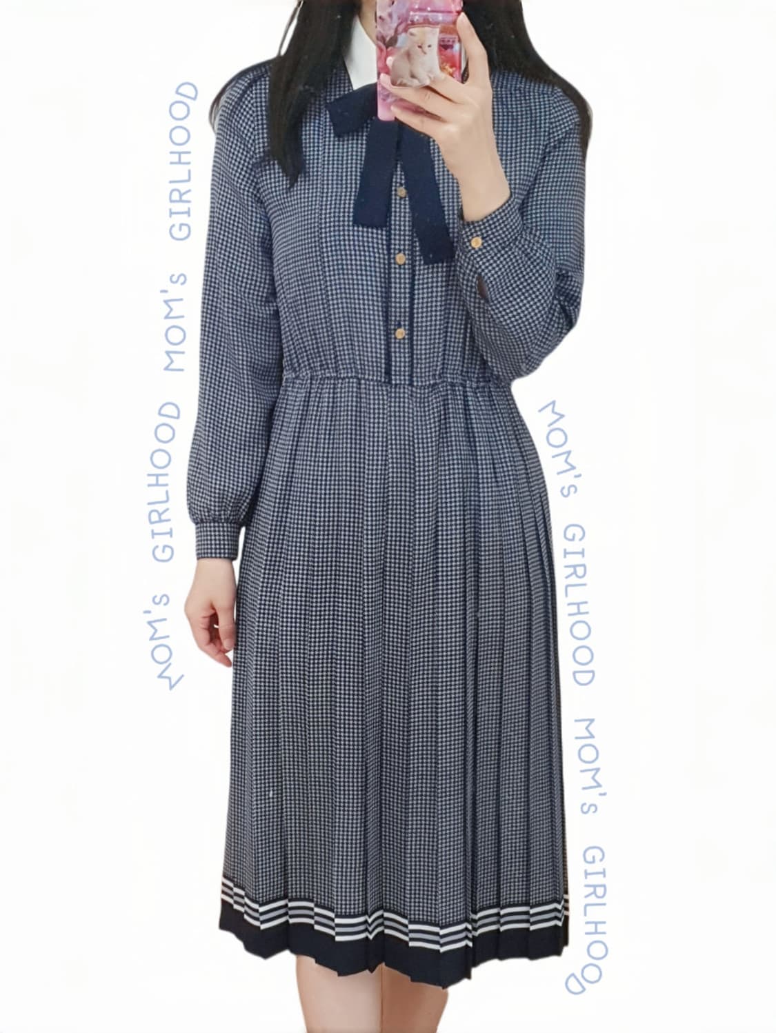 일본 빈티지 네이비 하운드 플리츠 원피스 상품이미지6
