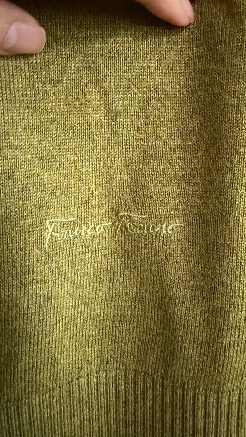 프랑코페라로 울 블렌드 라운드넥 올리브 그린 라임 니트 스웨터 100 상품이미지2