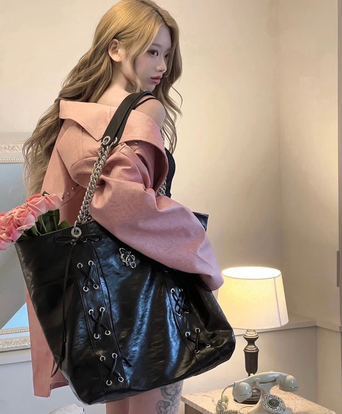 체리퀴리 스터드 레더 자켓 상품이미지2