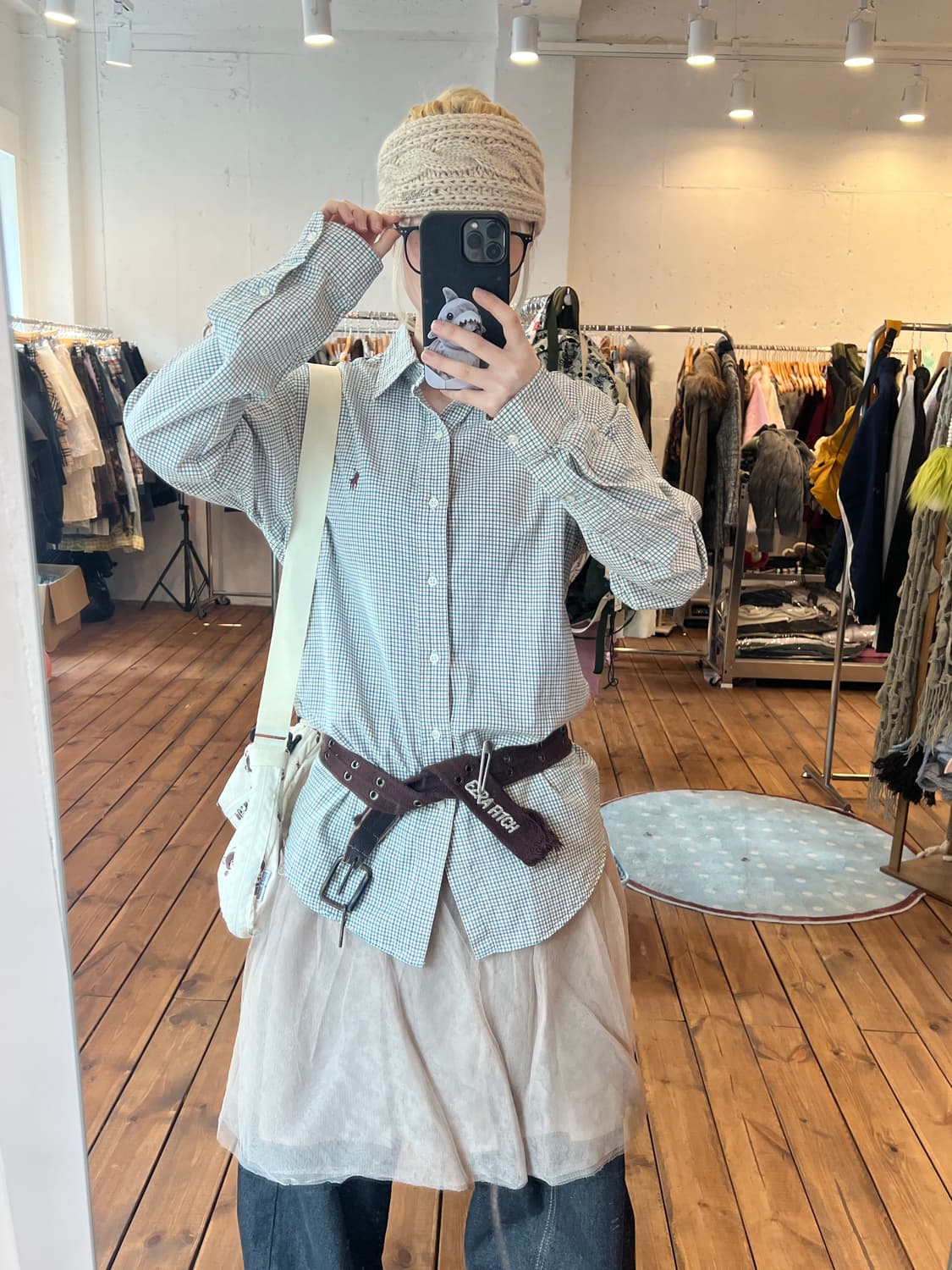 폴로 카키 체크 셔츠 상품이미지2