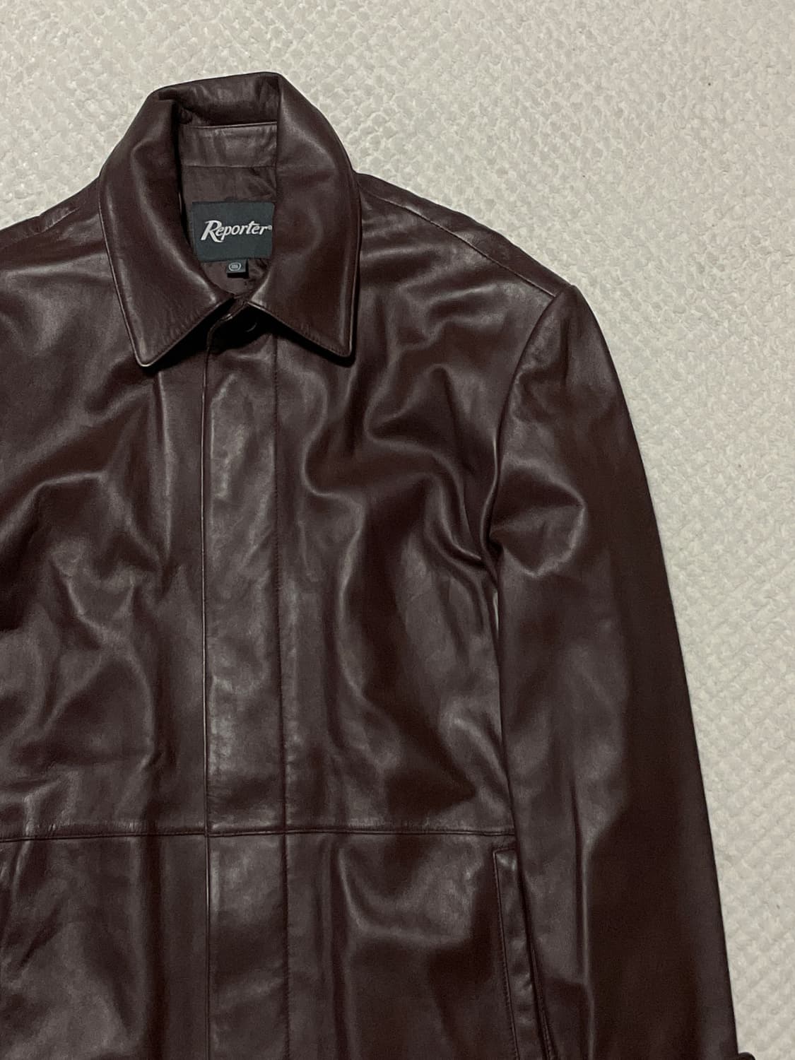 REPORTER 리포터 웨스턴 무드 램스킨 양가죽 레더 카 코트 브라운 상품이미지3