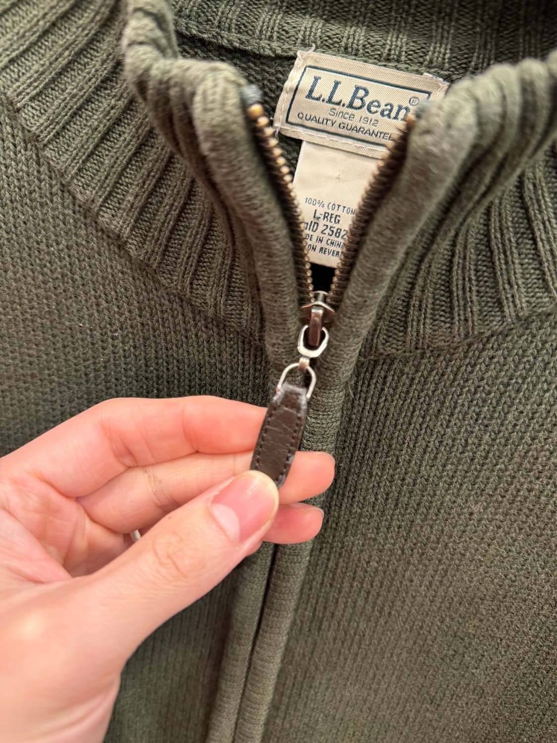 00s L.L.Bean 엘엘빈 코튼 니트 집업 (khaki) 상품이미지4