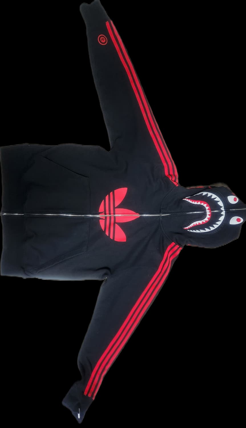 베이프 아디다스 샤크후드 레드 블랙 xl 상품이미지1