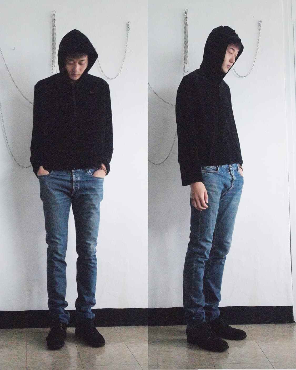 라드뮤지션 벨벳 크롭컷 후드집업 상품이미지1