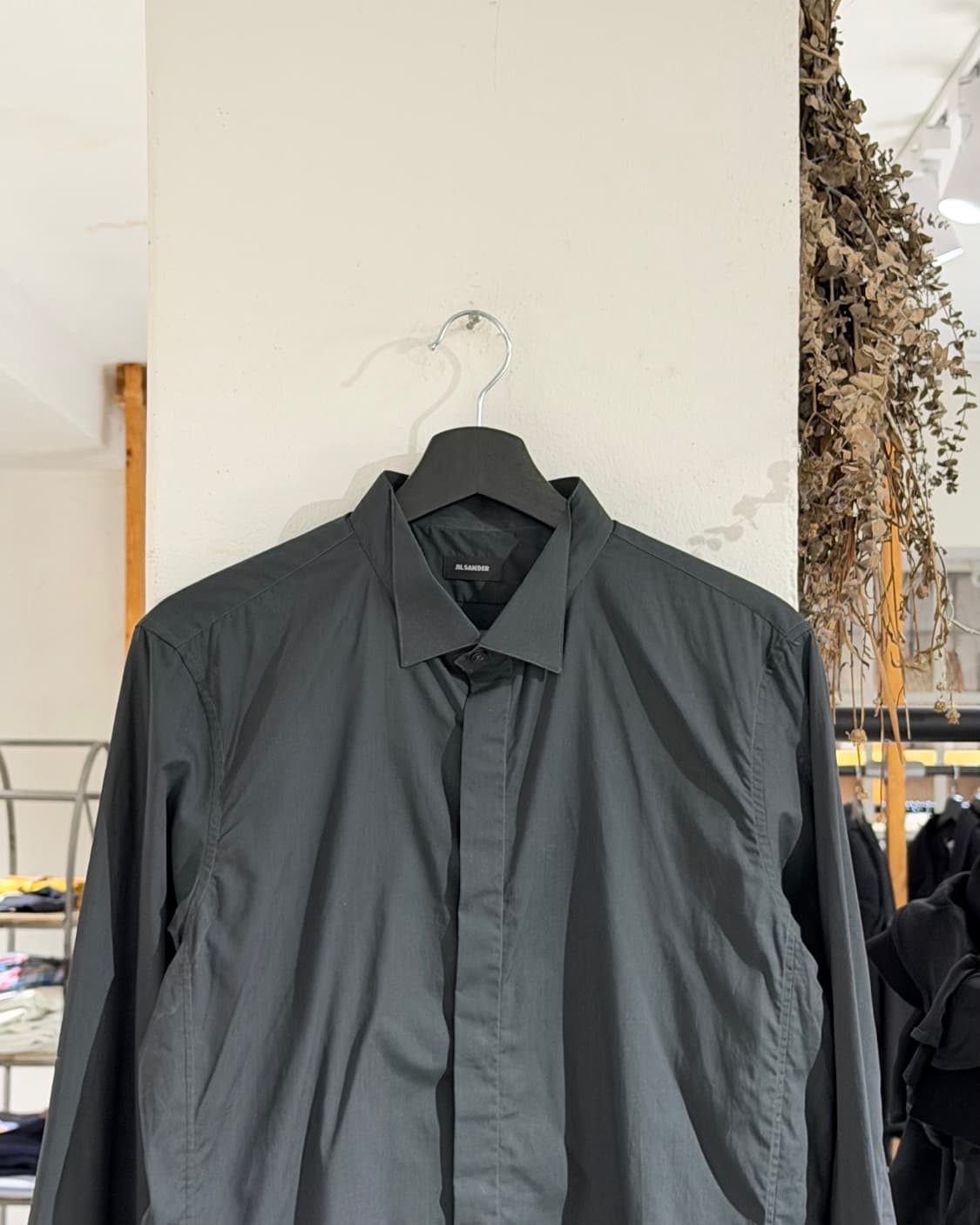 질샌더 다크그린 폴딩 카라 코튼 셔츠 상품이미지4