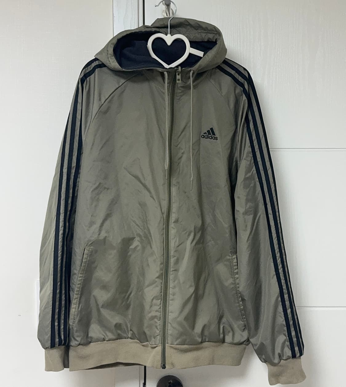 유일매물) 아디다스 희귀 리버시블 뮤트 카키 블랙 져지 후드집업 자켓 상품이미지2