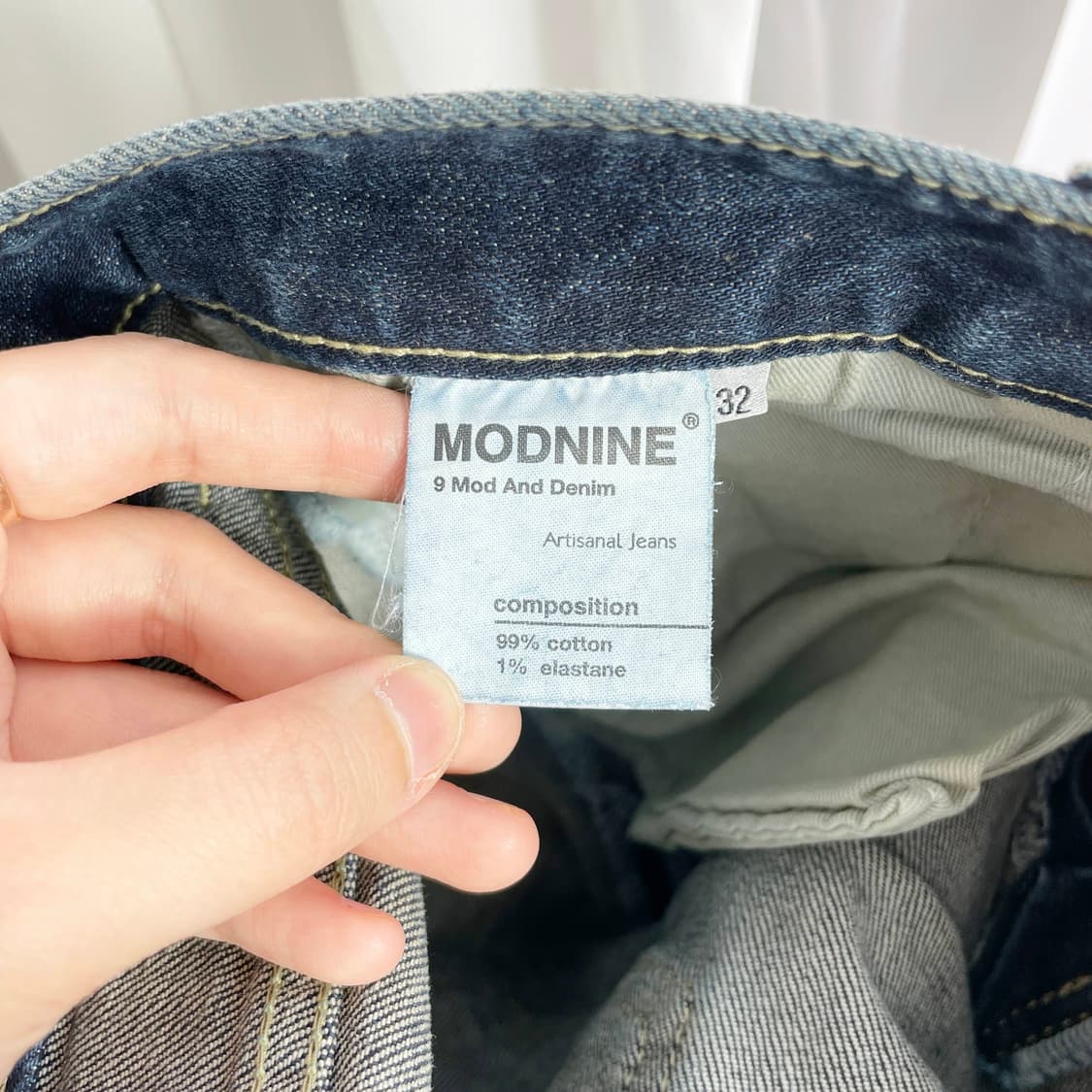 F1 모드나인(MODNINE)의 빈티지 워싱 블루 데님 청바지 32사이즈 상품이미지5
