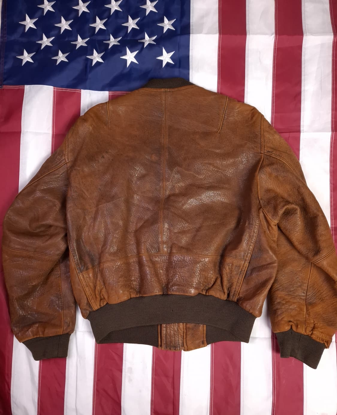 80's 국내산 리얼레더 밀리터리 MA-1 항공자켓 상품이미지9