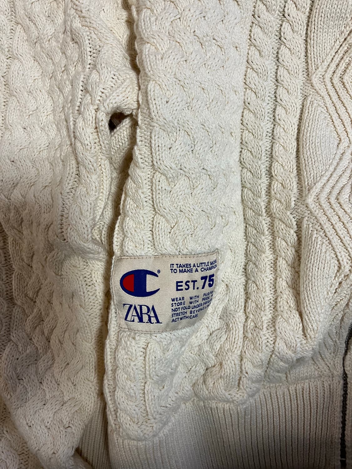 자라x챔피온 콜라보 니트 집업 자켓 XL 새상품 상품이미지3