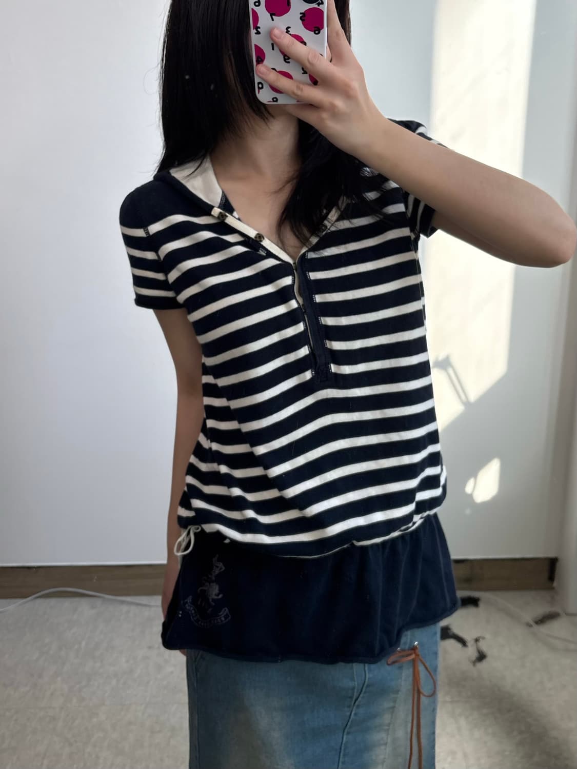 폴로 진스 컴퍼니 레이어드 반팔 후드 원피스 모리걸 상품이미지1