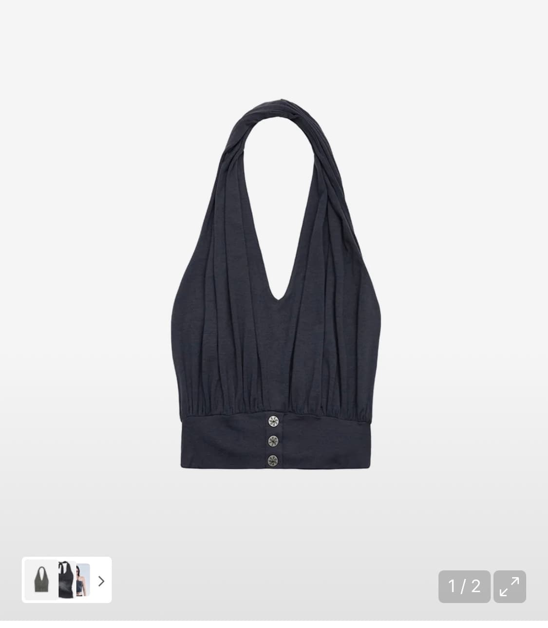 와이이이엘 DRAPED HALTER NECK TOP CHARCOAL 상품이미지1