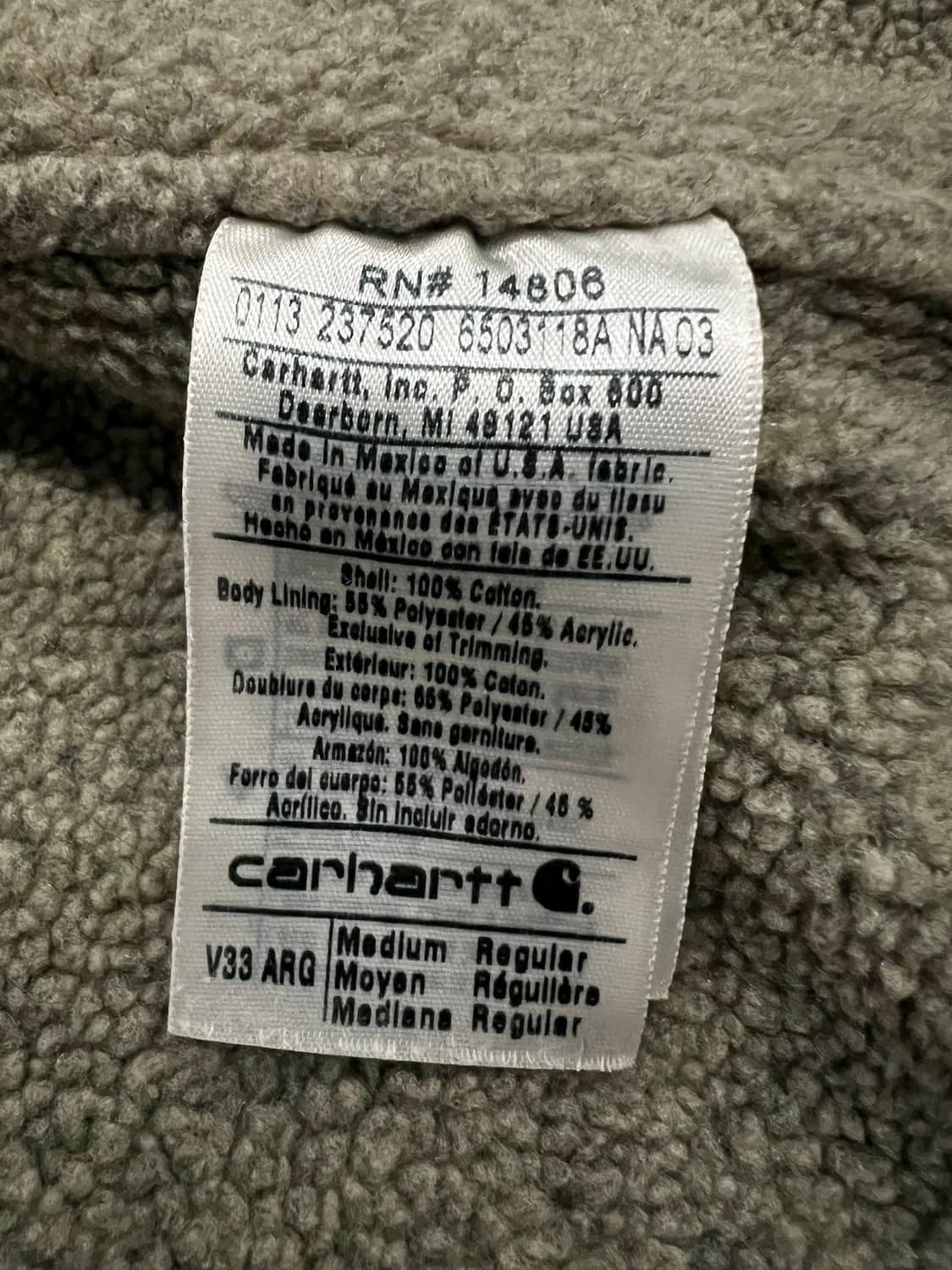 (M)칼하트 셰르파 넥 조끼베스트 V33 ARG 아미그린 상품이미지5