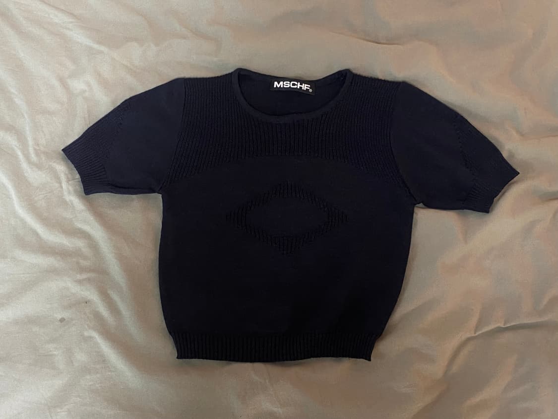 미스치프 롬버스 니트 탑 블랙 상품이미지2