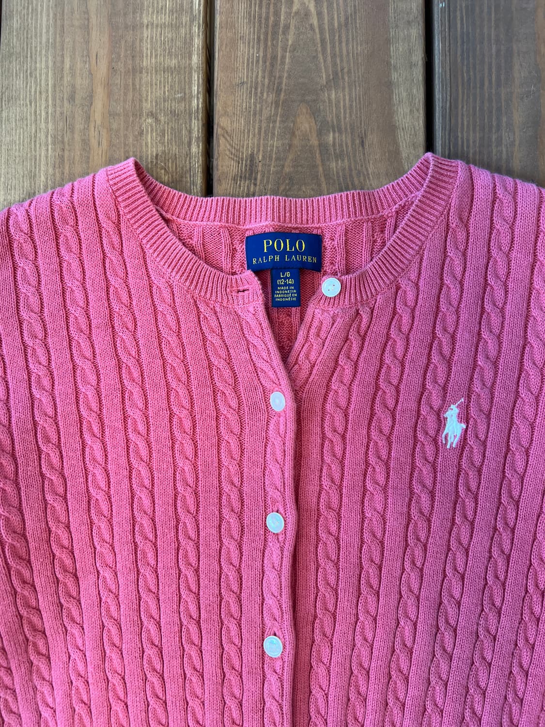 폴로 다홍 꽈배기 니트 카디건 상품이미지7