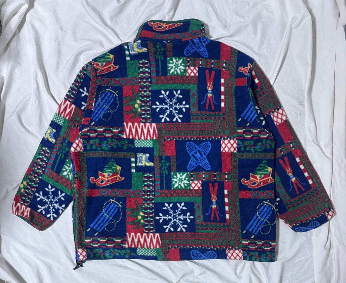 80s 엘엘빈 크리스마스 패턴 반집업 후리스 상품이미지2