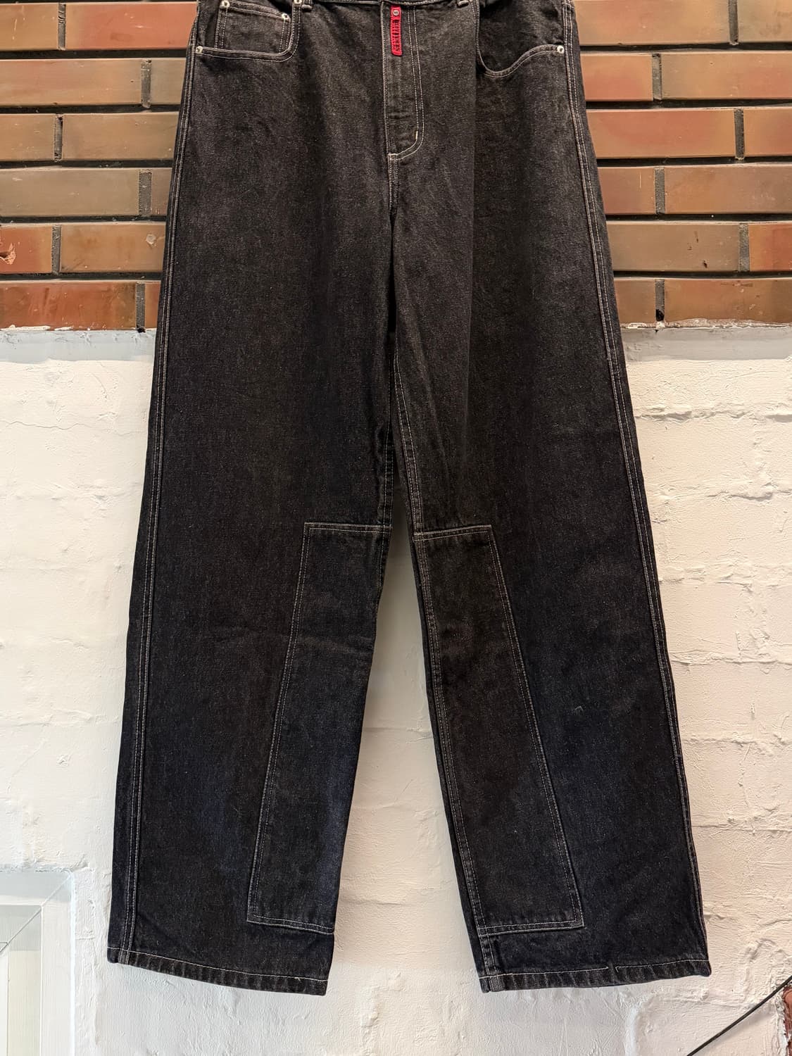 Ruff Ryders Japan 블랙 흑청 데님 와이드 팬츠 34x34 상품이미지5