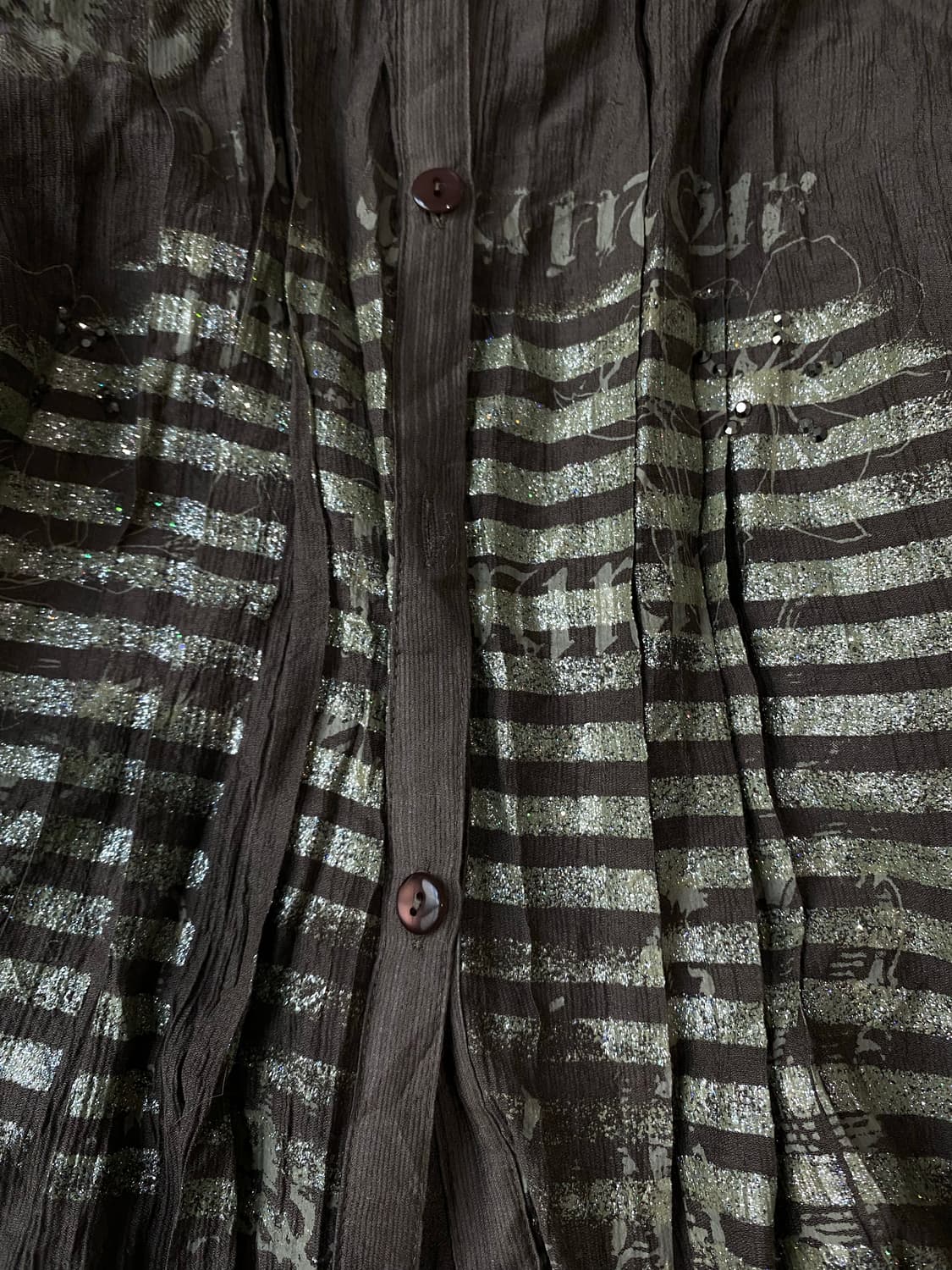 00’s Glitter Skull Punk Print Long 펑크 상품이미지3