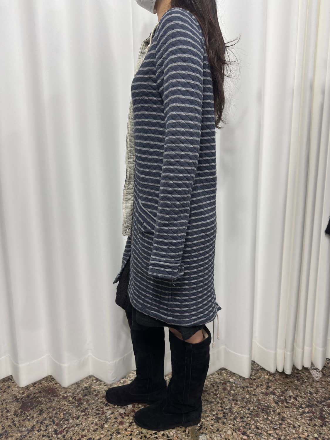 stripe hood long coat 상품이미지6