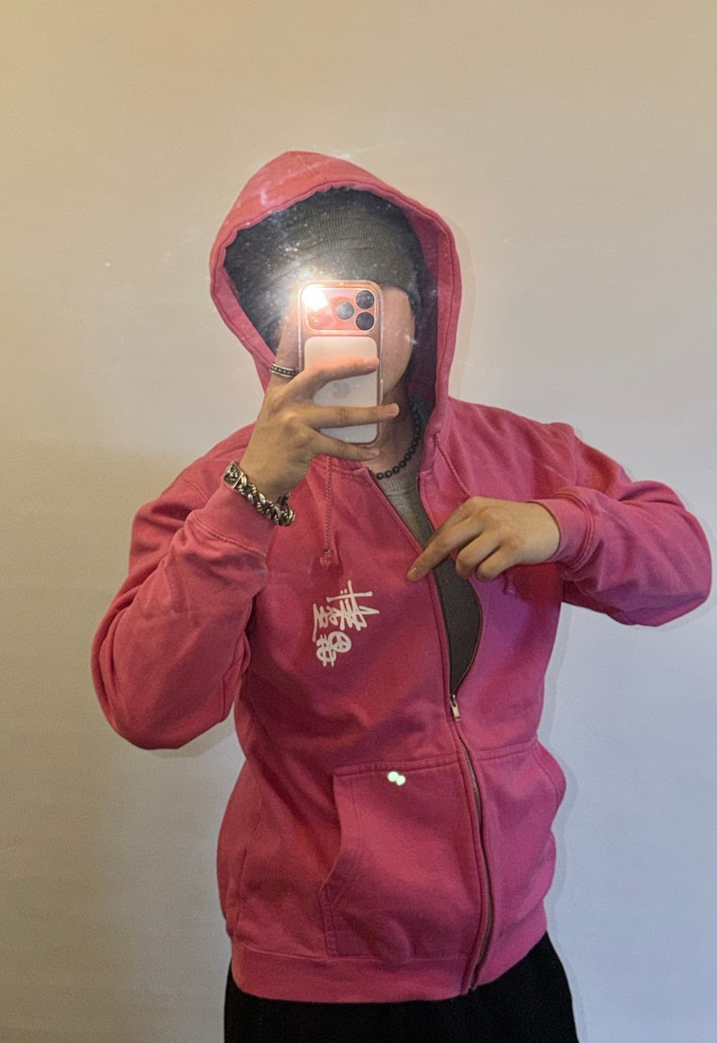 스투시 대장급 핑크 후드집업 상품이미지1