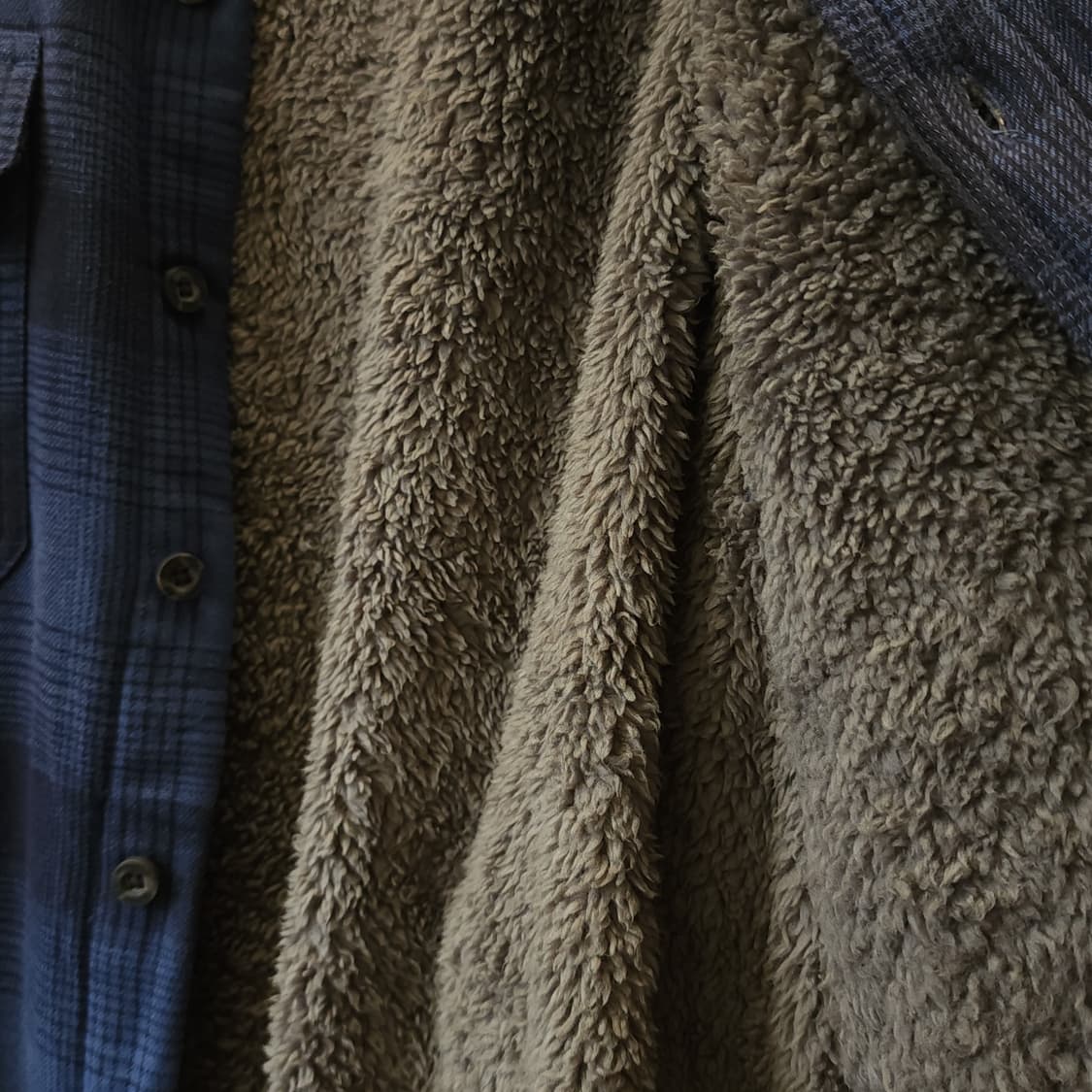00s 랭글러 웨스턴 셔츠 플란넬 체크셔츠 쉐르파 양털 자켓 블루 L 상품이미지8
