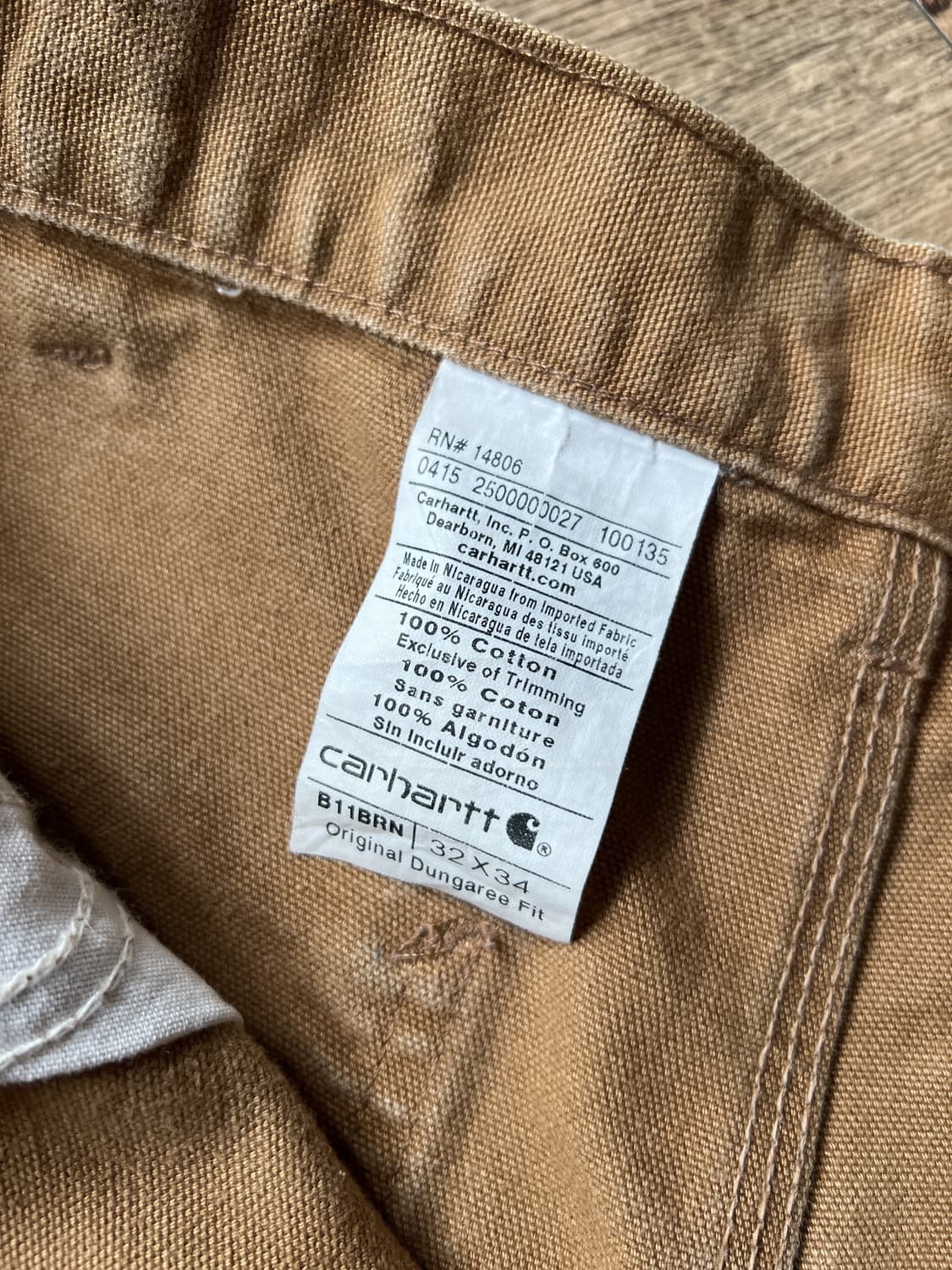 [32]칼하트 USA 더티워싱 브라운 싱글니 카펜터 워크 팬츠 상품이미지8