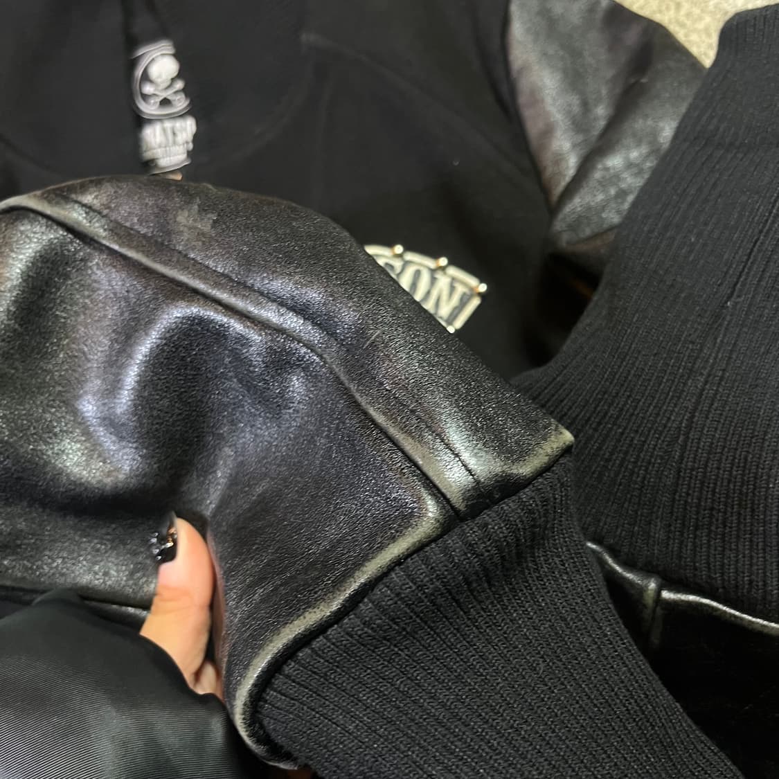 브랫슨 14fw 스컬 빅 패치 울 레더 바시티 자켓 상품이미지10