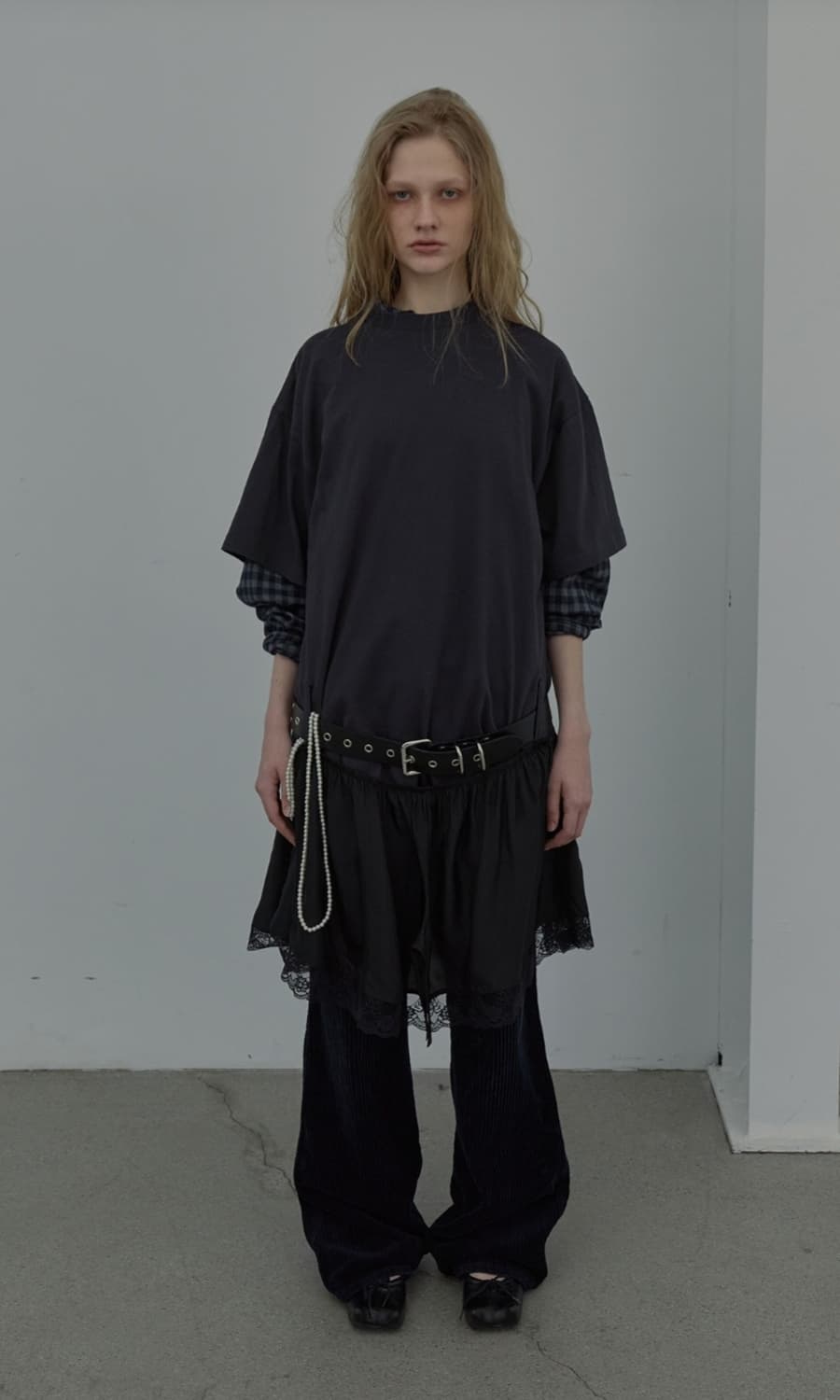 Lcdc 져지 원피스 차콜 LACE TRIM JERSEY DRESS 상품이미지1