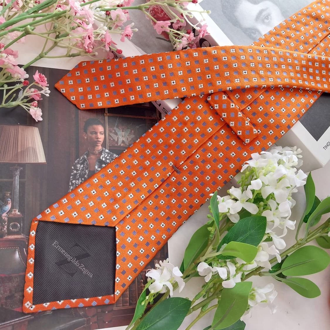 제냐 실크 마이크로 스퀘어 패턴 넥타이 9.8cm A+~A등급 K2274 상품이미지4