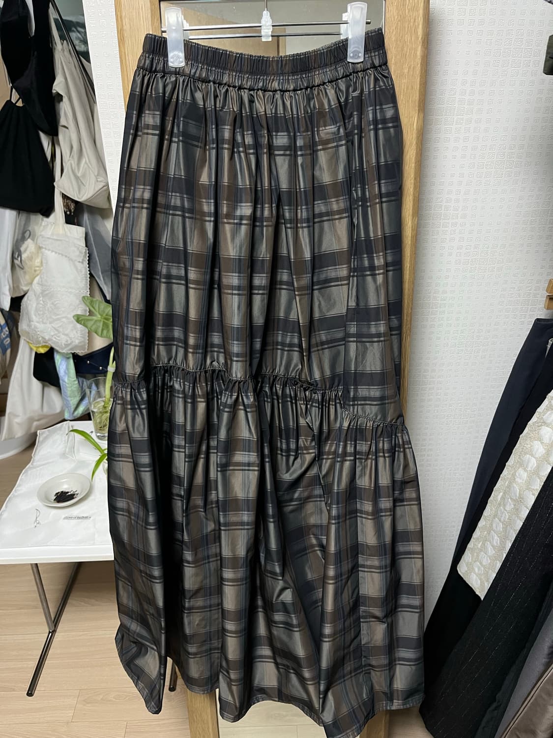 모노하 체크 티어드 스커트 monoha check tiered skirt 상품이미지3