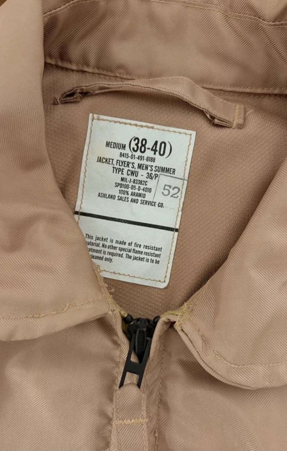 [민트급] 미군 오리지널 cwu-36p 사막 데저트 탄 M 항공자켓 상품이미지5