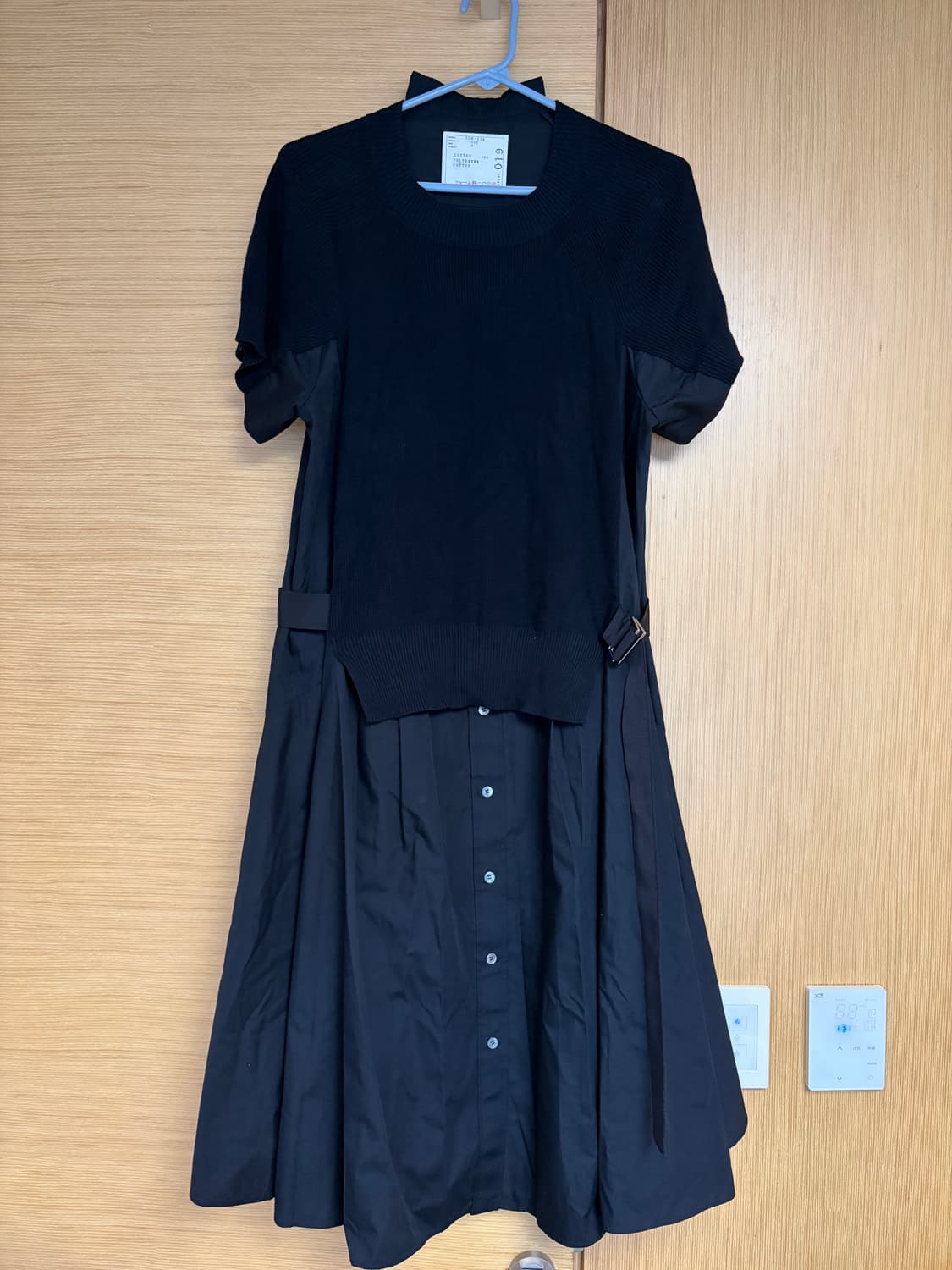 [3] 사카이 포플린 믹스 니트 원피스 블랙 상품이미지1