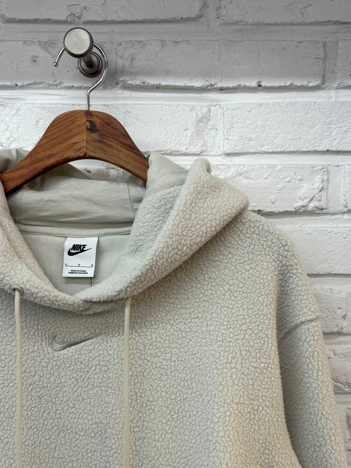 나이키 화이트 플리스 후드티 상품이미지4