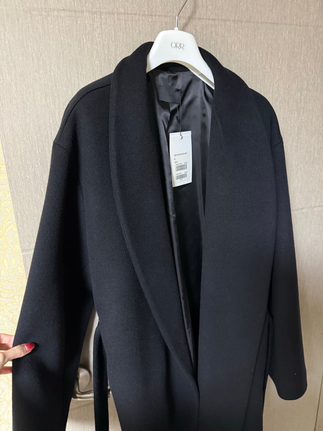 오르orr 쇼울카라 캐시울 하프코트 블랙 새상품 상품이미지3