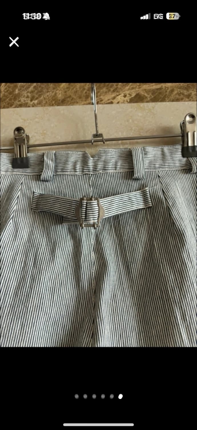 1회 착용) 스트라이프 핀턱 면바지 상품이미지6