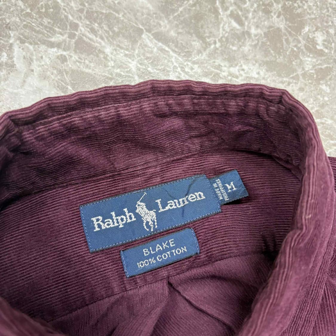 폴로 랄프로렌 버건디 코듀로이 맨즈라인 셔츠(M) 상품이미지3