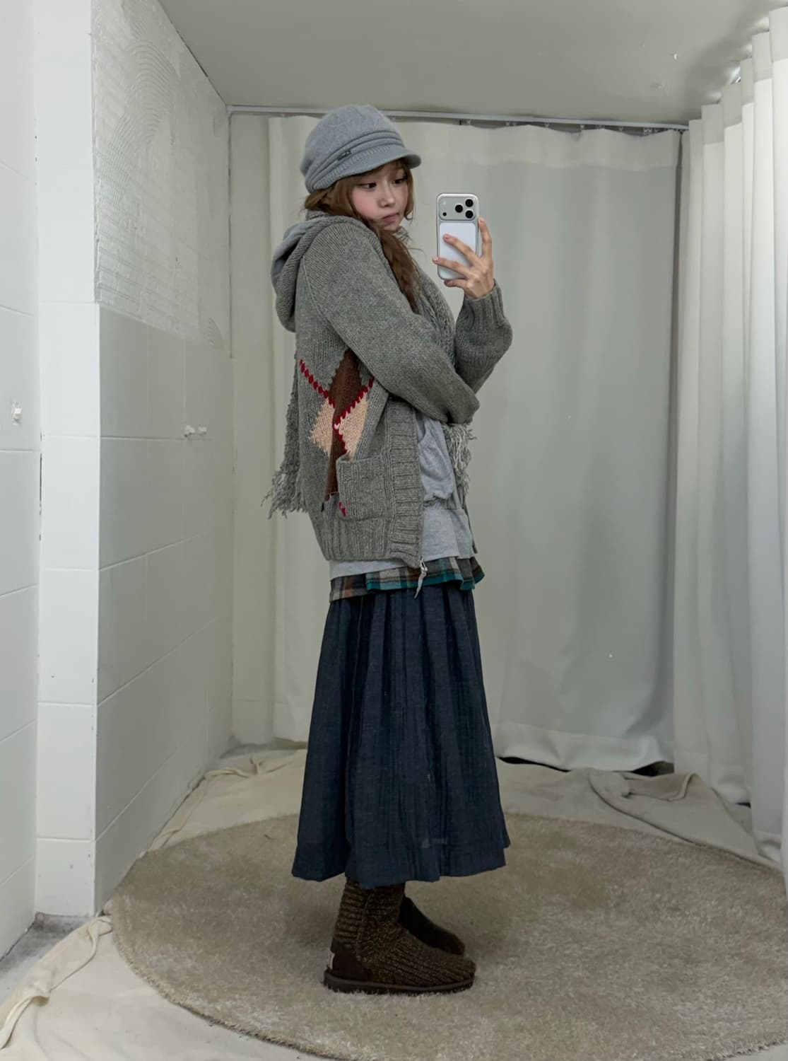 데일리 히피모리 너드 하구미 아가일 코위찬 코디세트 상품이미지3