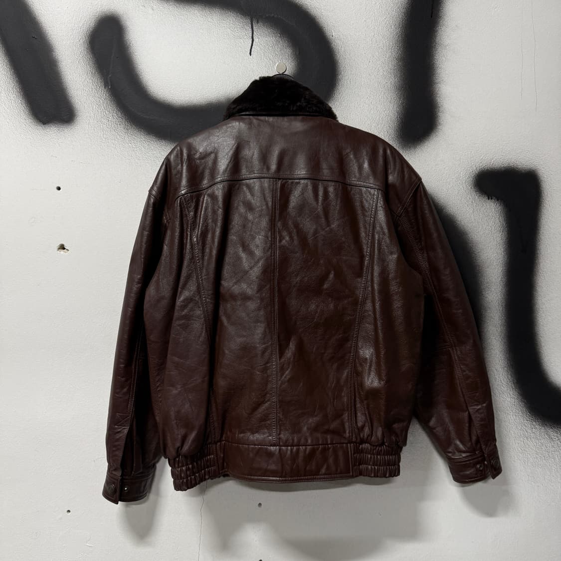 VTG 빈티지 카우하이드 100% 소가죽 퍼 카라 탈부착 A2 봄버 자켓 상품이미지2