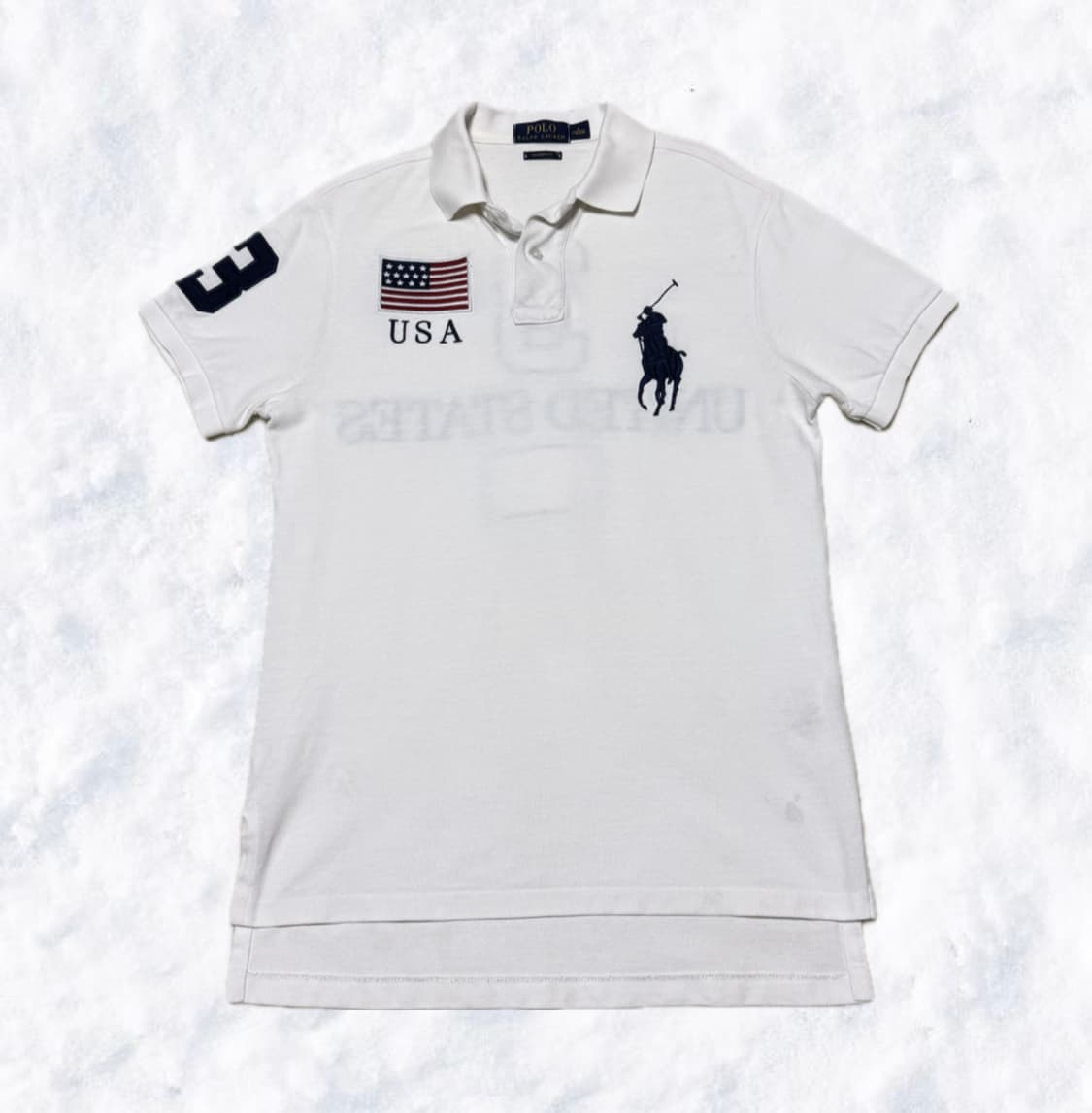 폴로 랄프로렌 성조기 흰파 카라 반팔 상품이미지1
