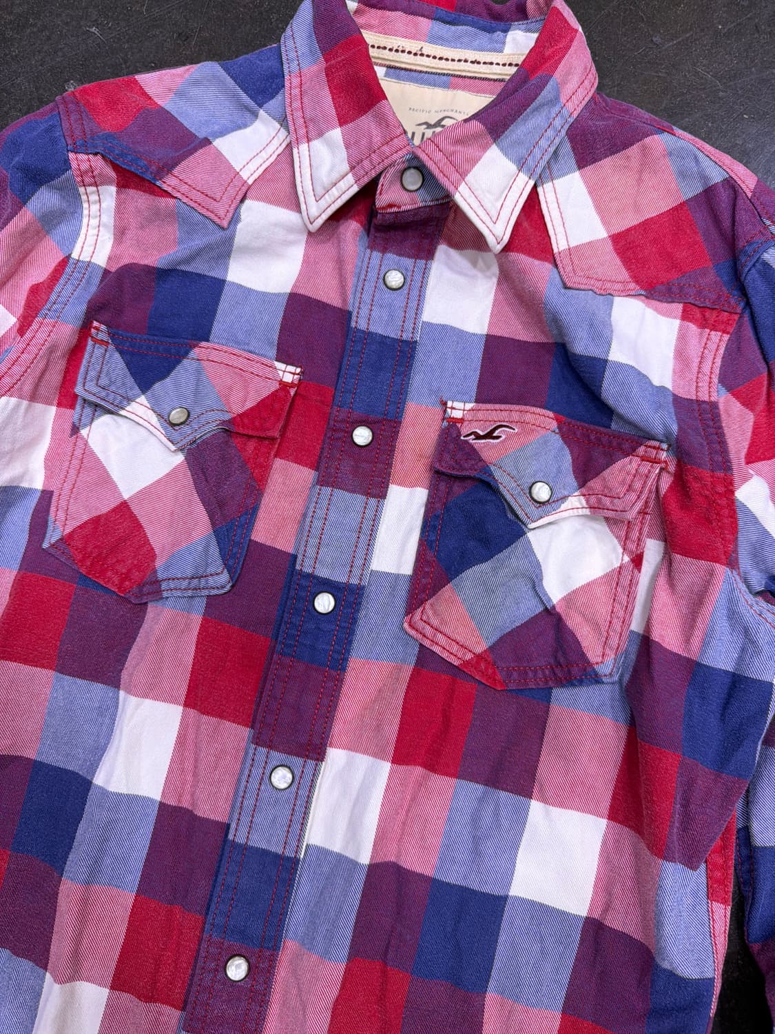 홀리스터 헤비코튼 체크 웨스턴 셔츠 남방 M 상품이미지3