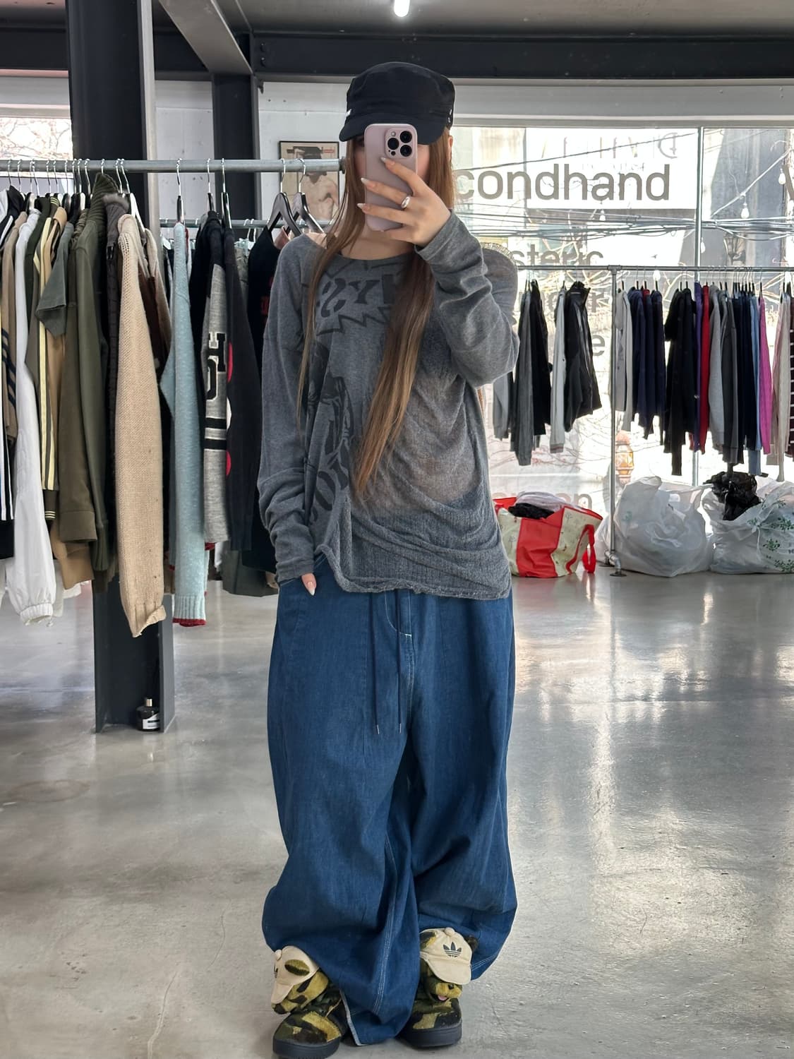 히스테릭글래머 드레이프 데미지 히스걸 롱슬리브긴팔티 상품이미지2