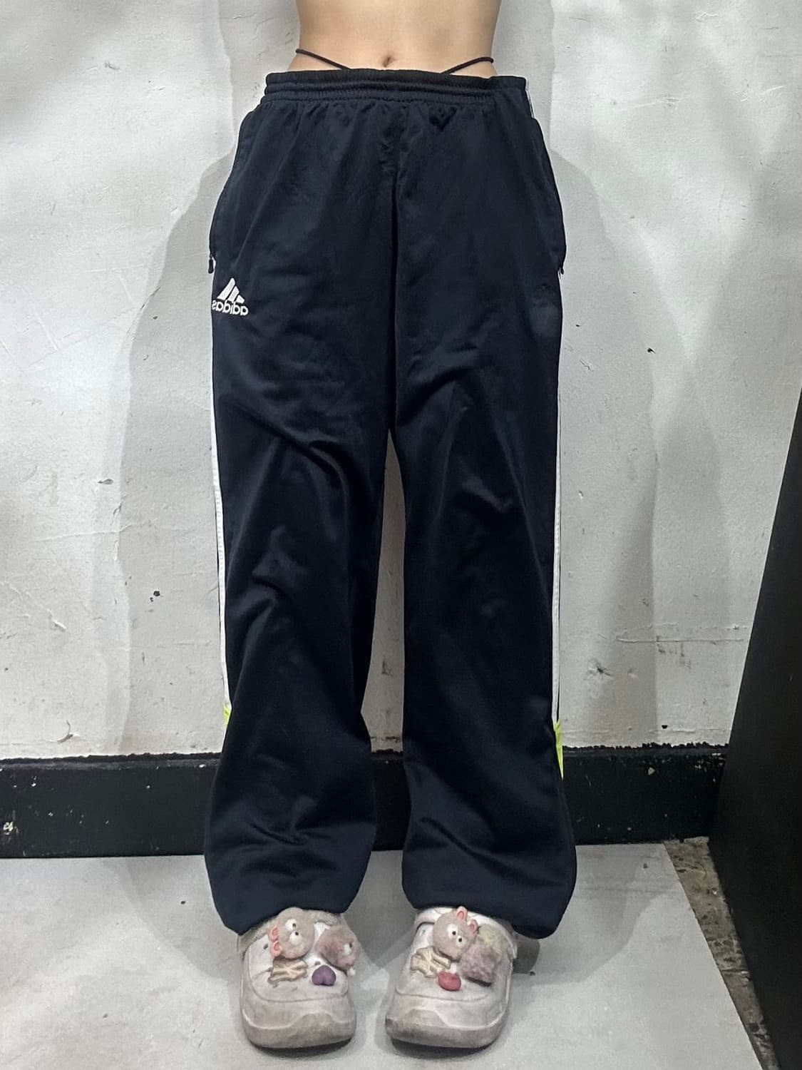 아디다스 블랙 와이드 화이트 삼선 트레이닝 팬츠 추리닝 바지 XL 상품이미지2