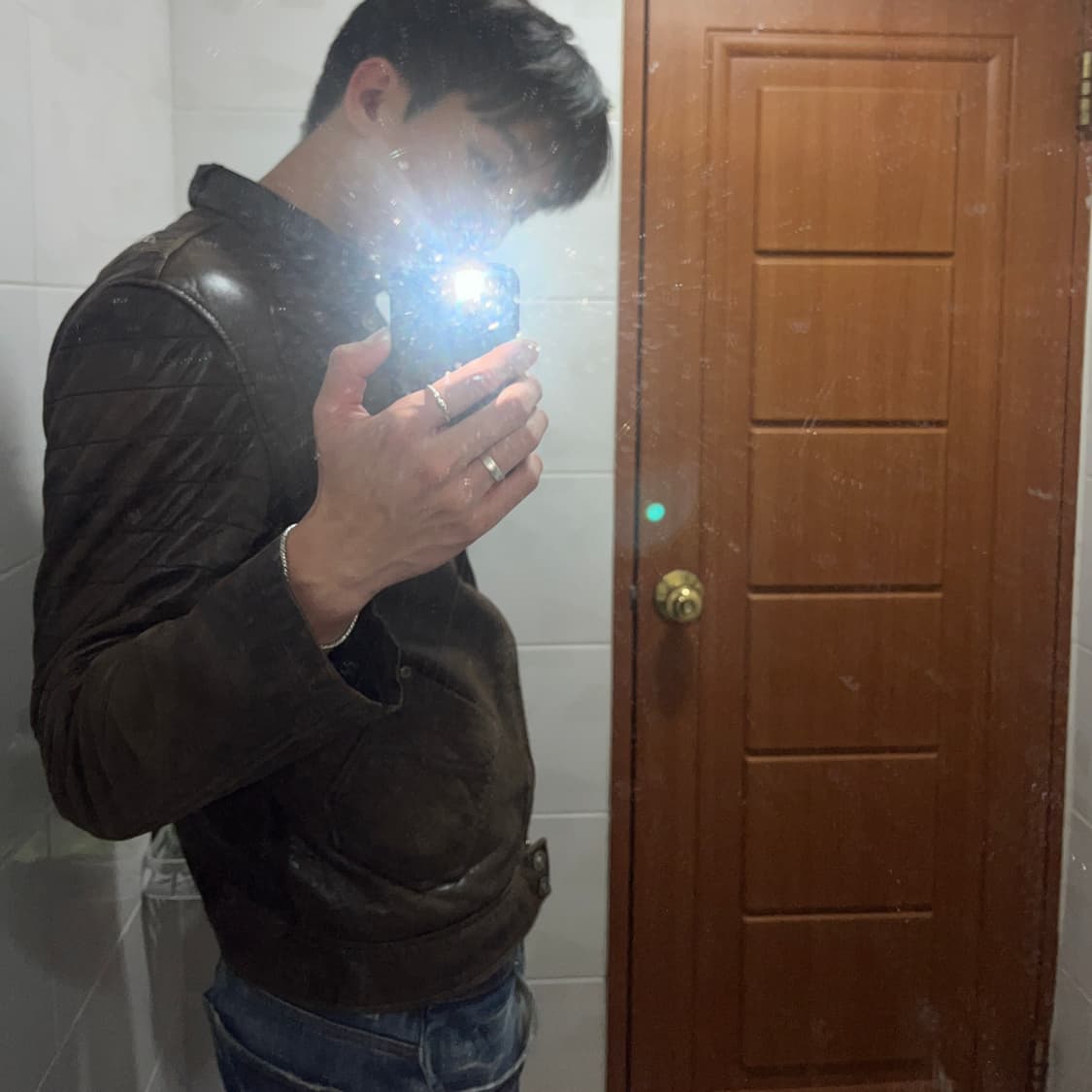 실착) 언밸런스 멀티포켓 램스킨 레더 자켓 빈티지브라운 상품이미지3