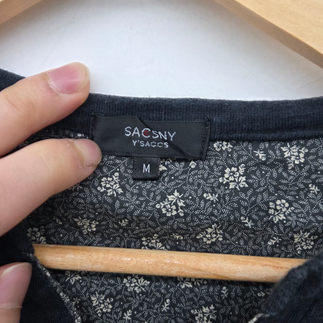 요지야마모토 블랙 헨리넥 반팔 티셔츠 남m 상품이미지2