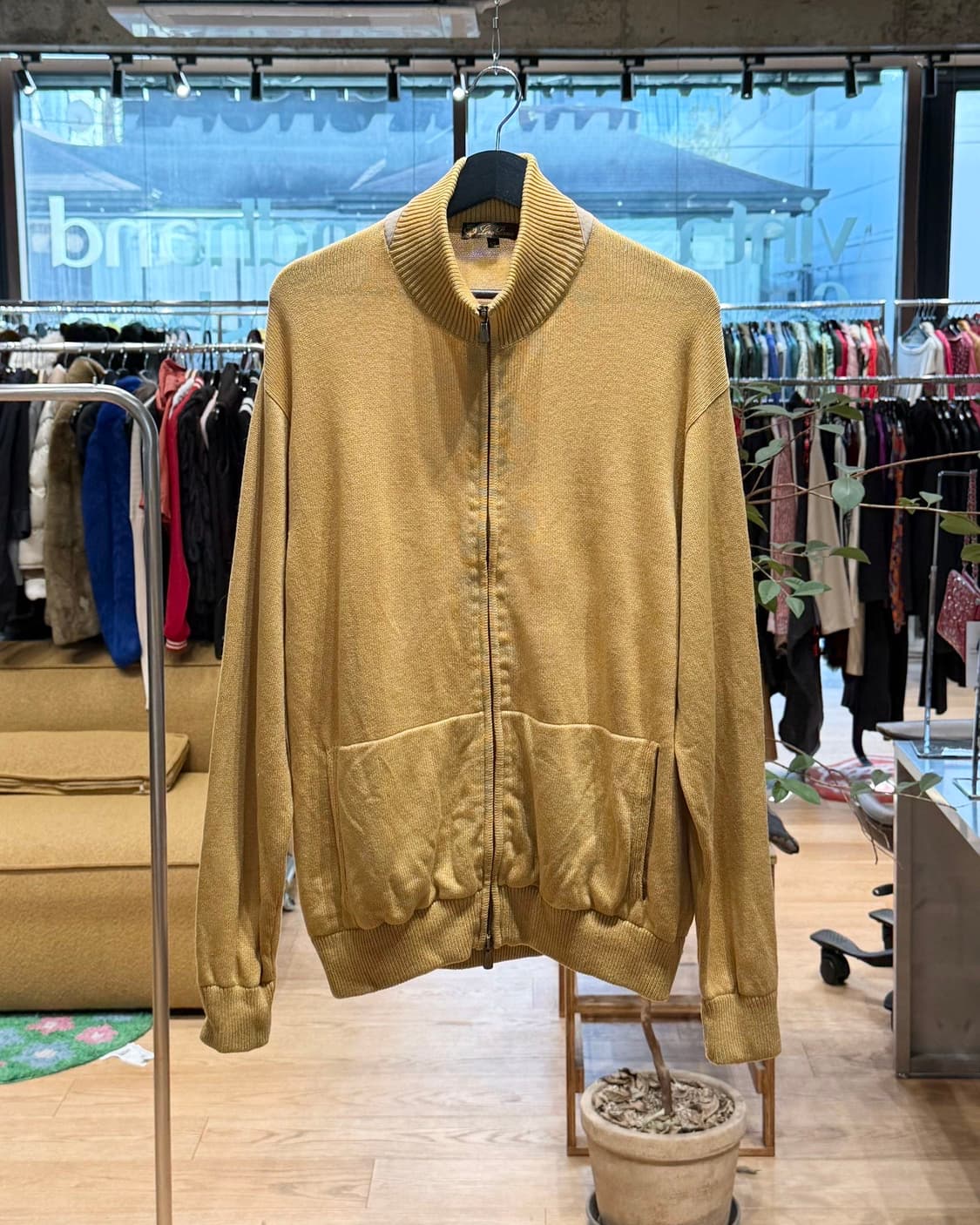 로로피아나 옐로우 캐시미어 니트 집업  상품이미지1